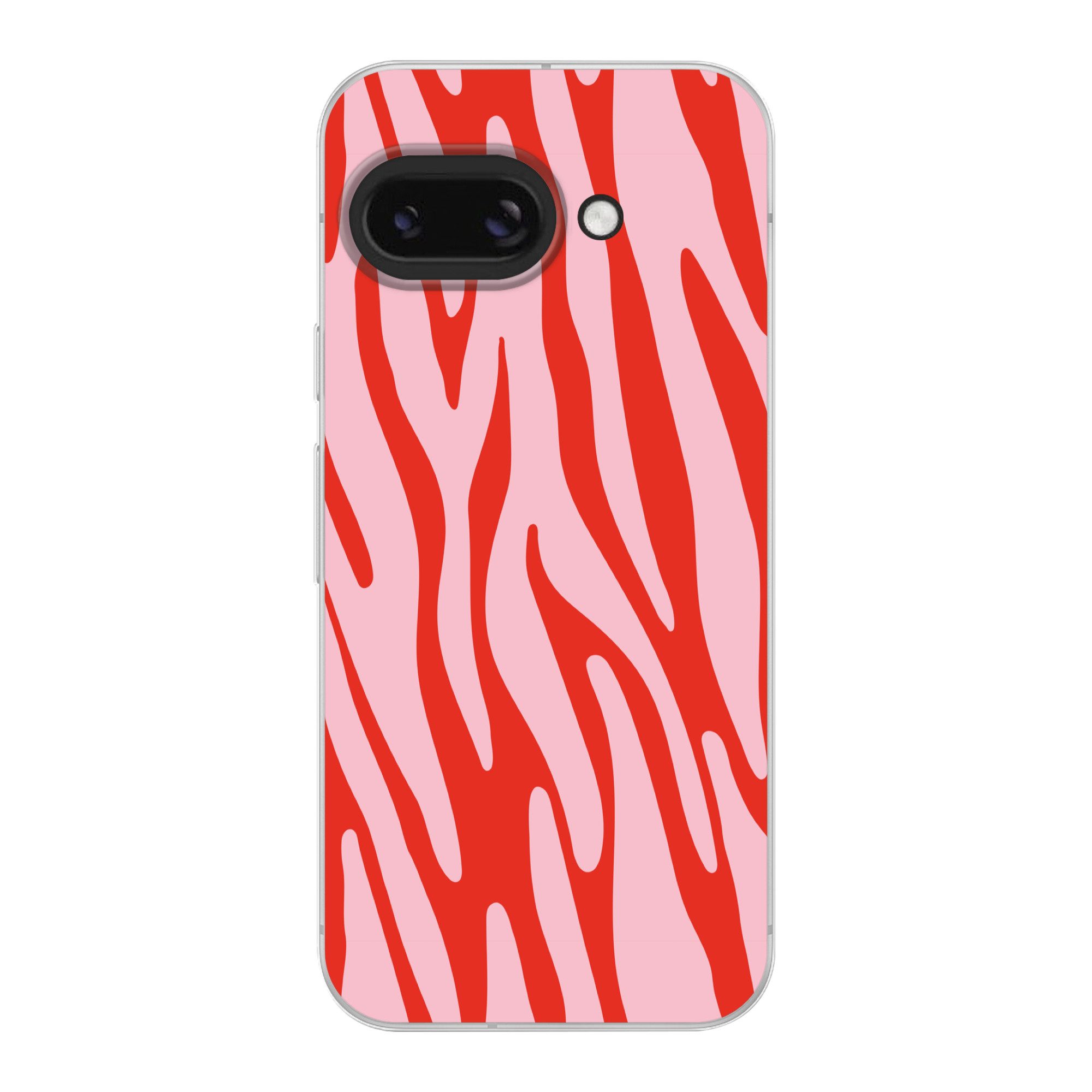 MuchoWow Handyhülle für Google Pixel 9A Zebramuster - Rosa - Rot - Tiermuster, Phone Case, Silikon, Schutzhülle Dünn