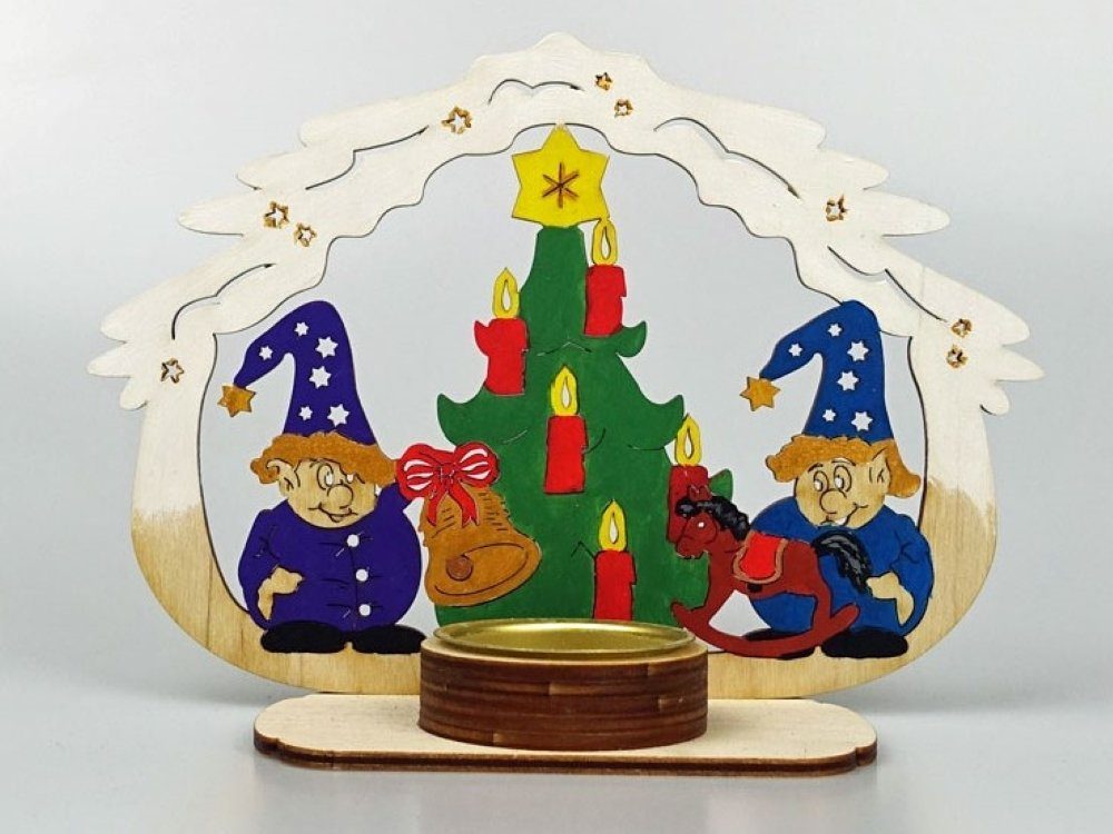 Wichtel in und Holz Bastelset Germany Baum, Bemalen Gestalten), zum Made Weihnachten (Bastelset Kreativset DeColibri Basteln