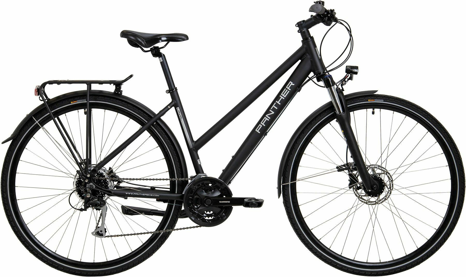Panther Trekkingrad Touren Bike Laval 4.0 schwarz matt 28" Trapez, 27 Gang Shimano Shimano Acera Schaltwerk