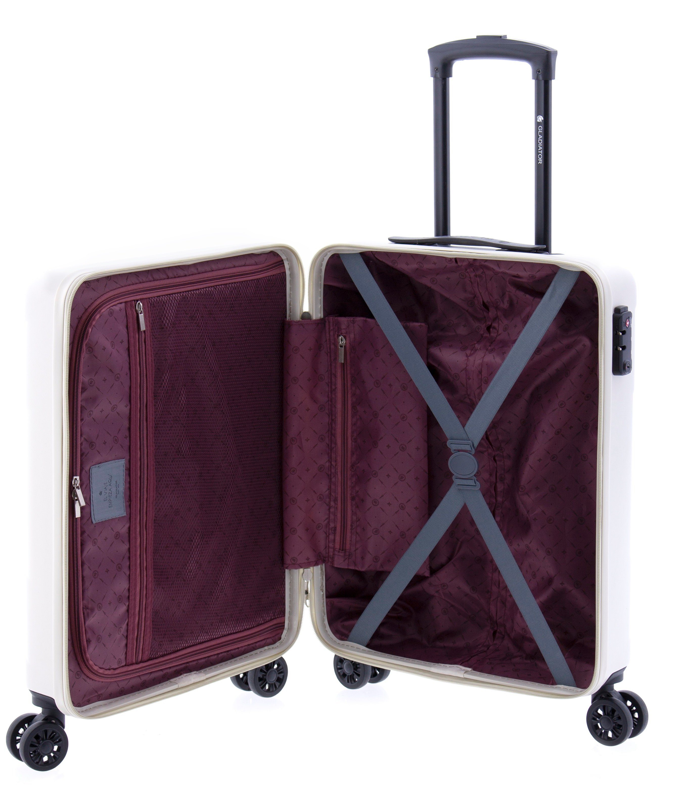 55 Koffer-Set TSA, 4 2-tlg. Hartschalen-Trolley cm, weiss-weiss Farben GLADIATOR Rollen 4 68 +