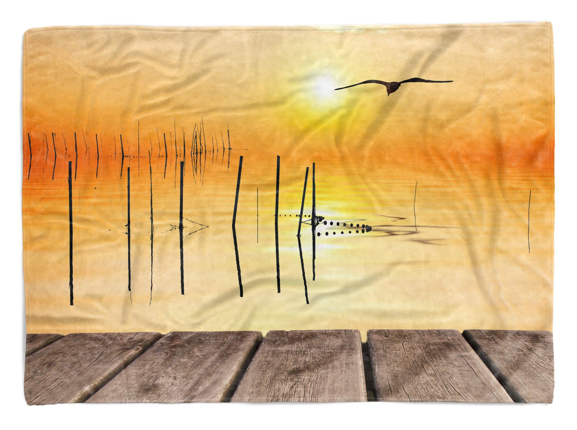 Baumwolle-Polyester-Mix Saunatuch Handtücher Art Sinus Fotomotiv Sonnenuntergang Mö, Handtuch Strandhandtuch Handtuch (1-St), Kuscheldecke mit