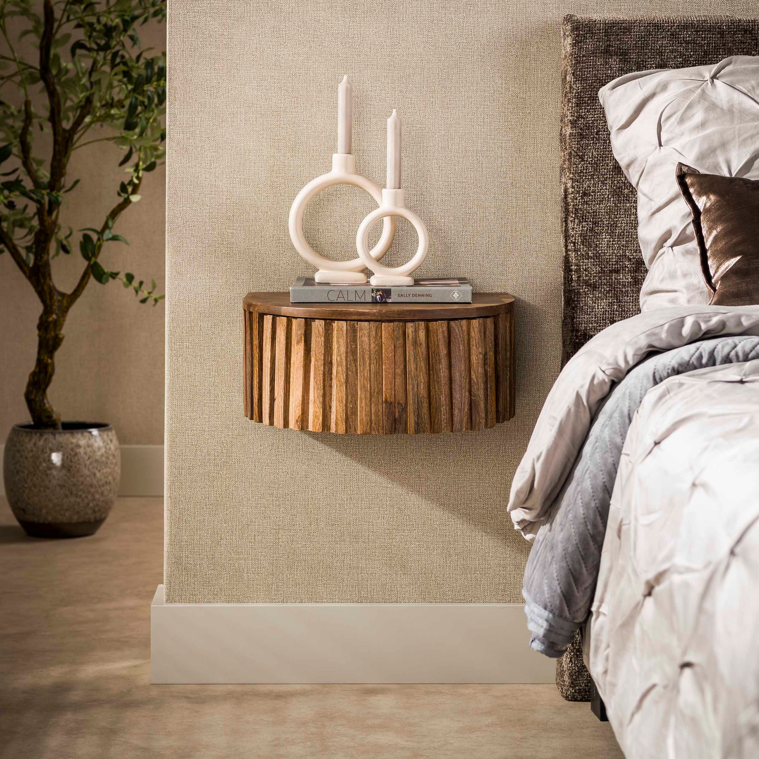 Sitheim-Europe Nachttisch Ridge schwebend 1 Schublade / Massiv Mango sand