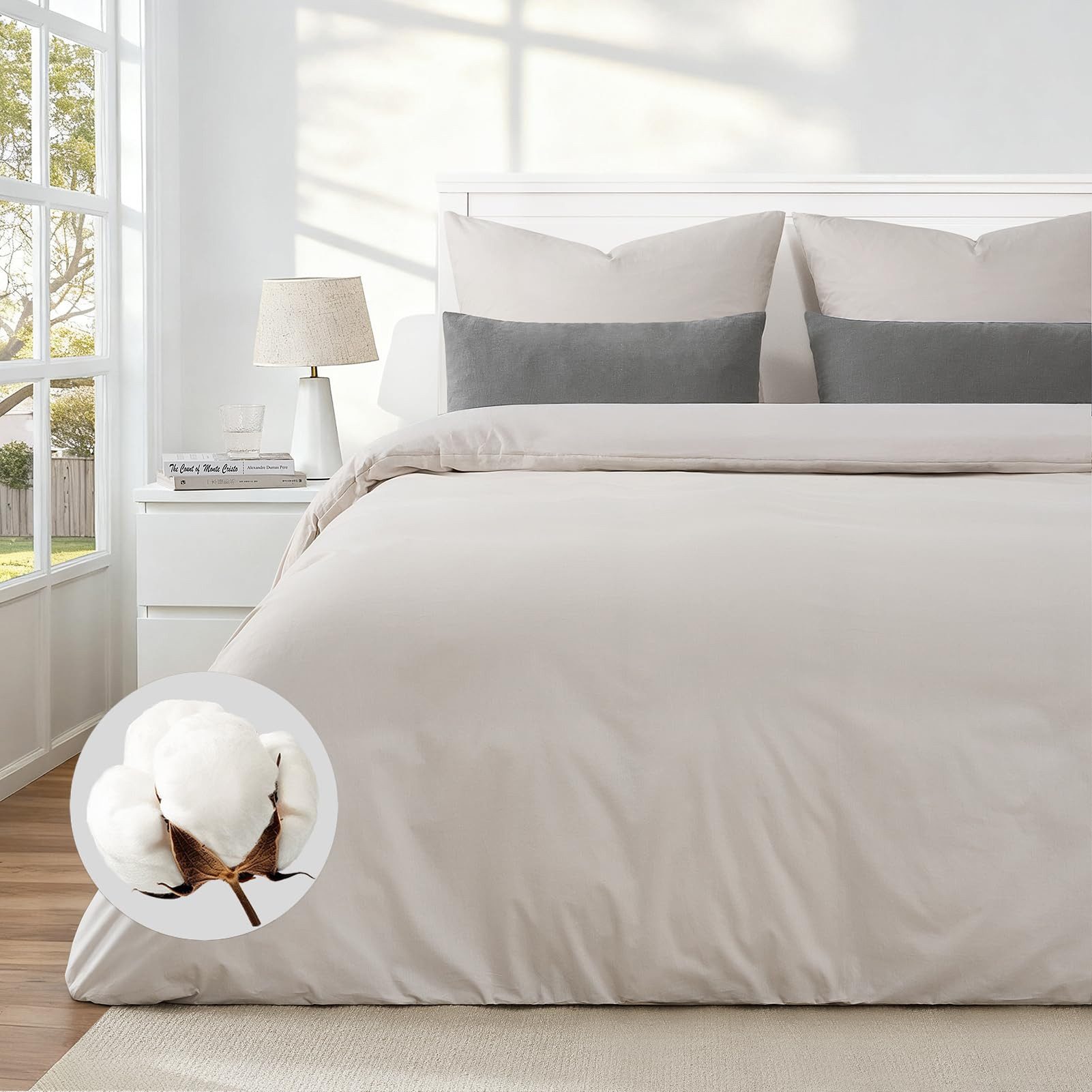 Topfinel Bettwäsche 135 x 200 baumwolle weich hautfreundlich Allergiker Baby ganzjährig, Baumwolle, 3 teilig, bettwäsche-sets 200 X 200 mit reißverschluss Beige Einfarbig Modern