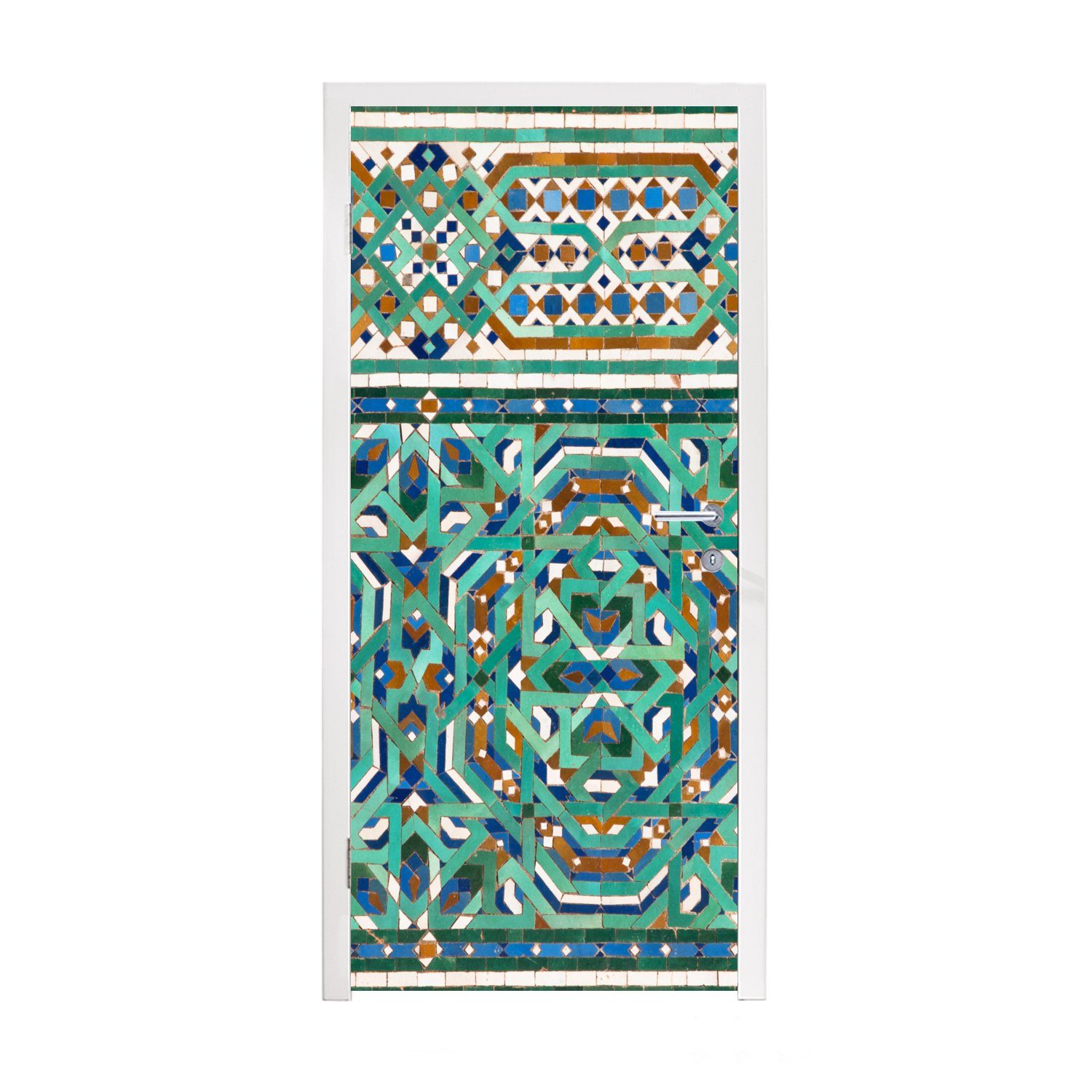 MuchoWow Türtapete Eine traditionelle marokkanische Mosaikdekoration, Matt, bedruckt, (1 St), Fototapete für Tür, Türaufkleber, 75x205 cm