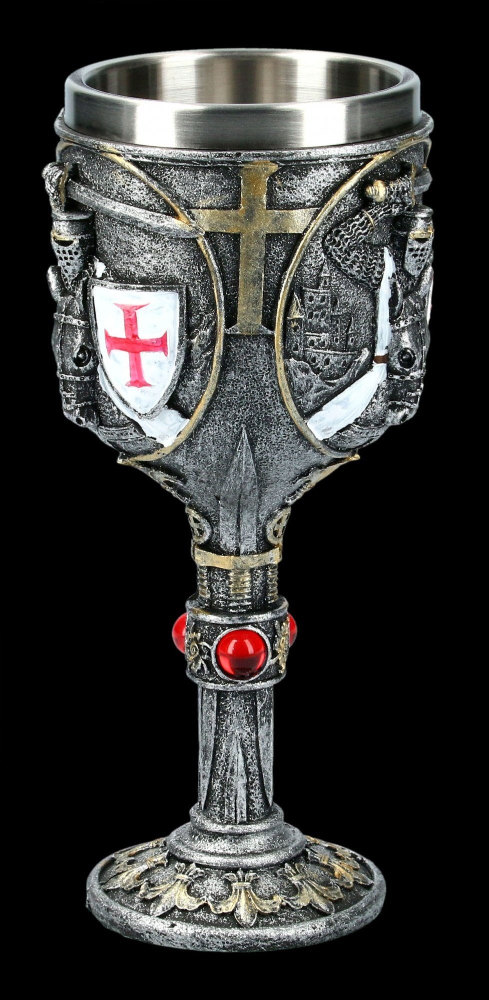 Figuren Shop GmbH Becher Ritter Kelch - First Knight - bunt - Nemesis Now Mittelalter, Kunststein (Polyresin), Edelstahl