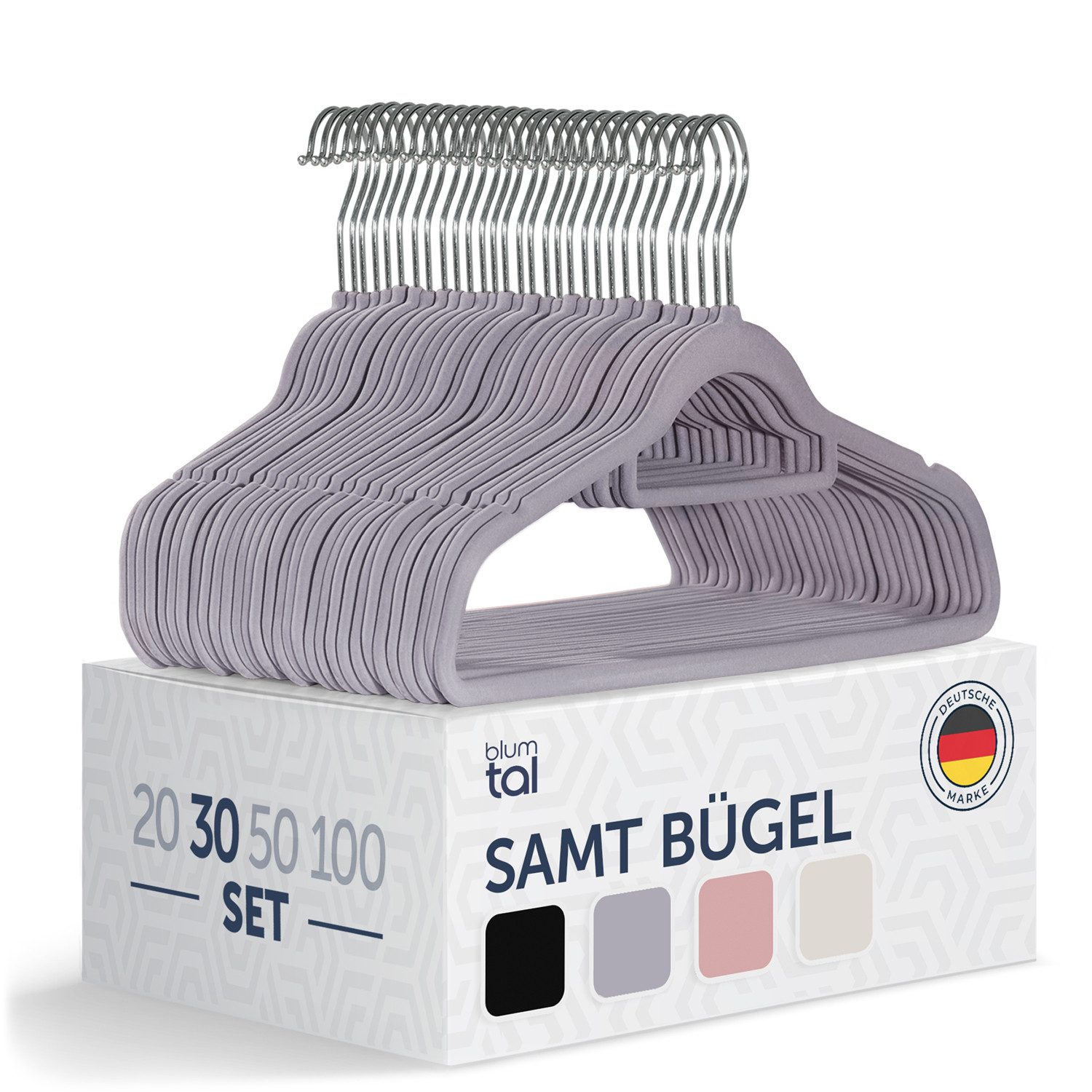 Blumtal Kleiderbügel Rutschfest - Samtoptik - Platzsparend, (30-tlg), Premium inkl. Krawattenhalter, 360° drehbar, Anti-Rutsch Bügel