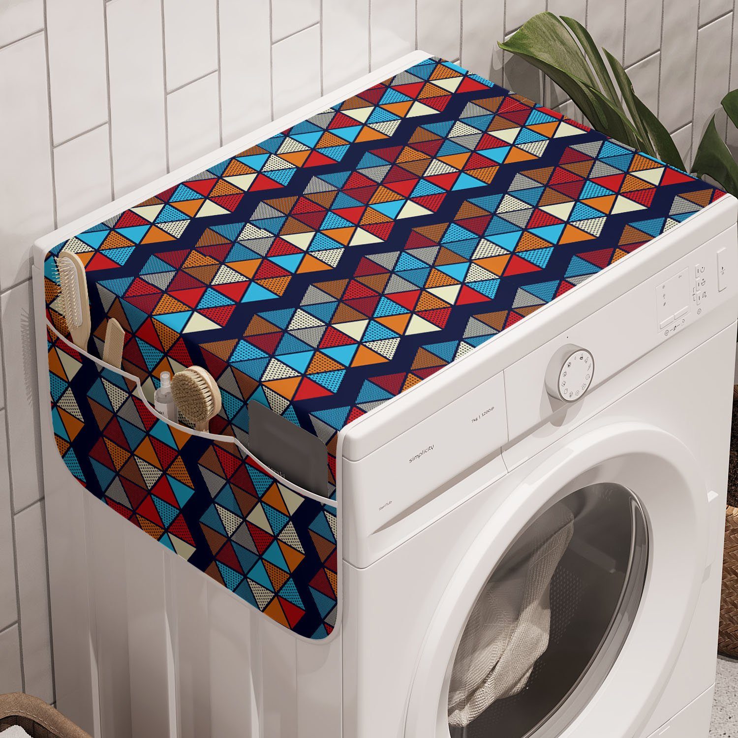 Abstract für Funky Mosaik-Dreiecke Anti-Rutsch-Stoffabdeckung Badorganizer und Abakuhaus Waschmaschine Trockner,