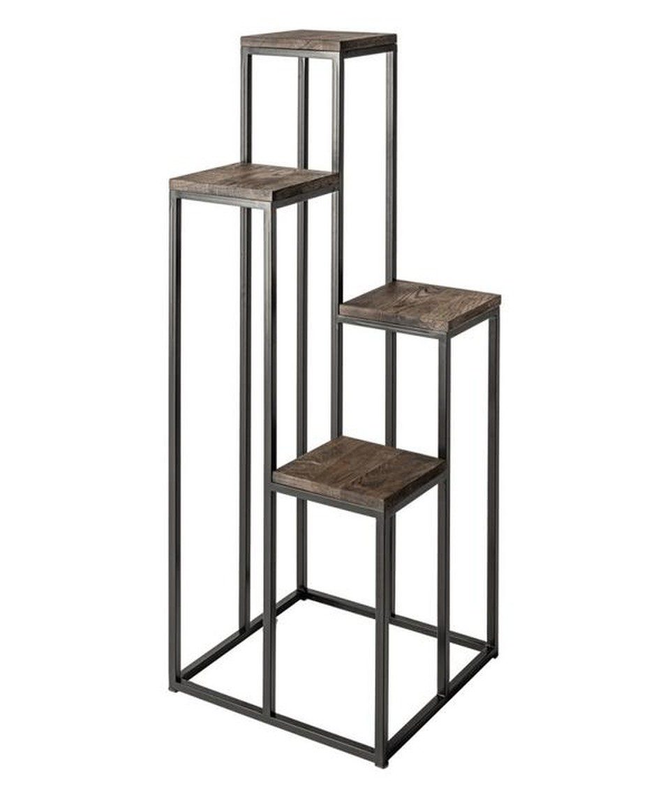 Xlmoebel Blumenständer Vintage Pflanzenständer aus Metall und Holz im eleganten Design (Pflanzenständer-Set, 4-teilig), Made in Europa