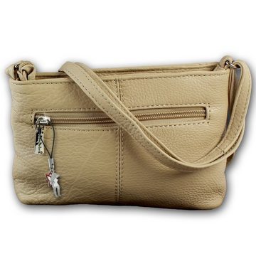 Jennifer Jones Umhängetasche Jennifer Jones Damenhandtasche (Umhängetasche), Damen Umhängetasche Leder, beige (braun) ca. 21,5cm x ca. 14cm