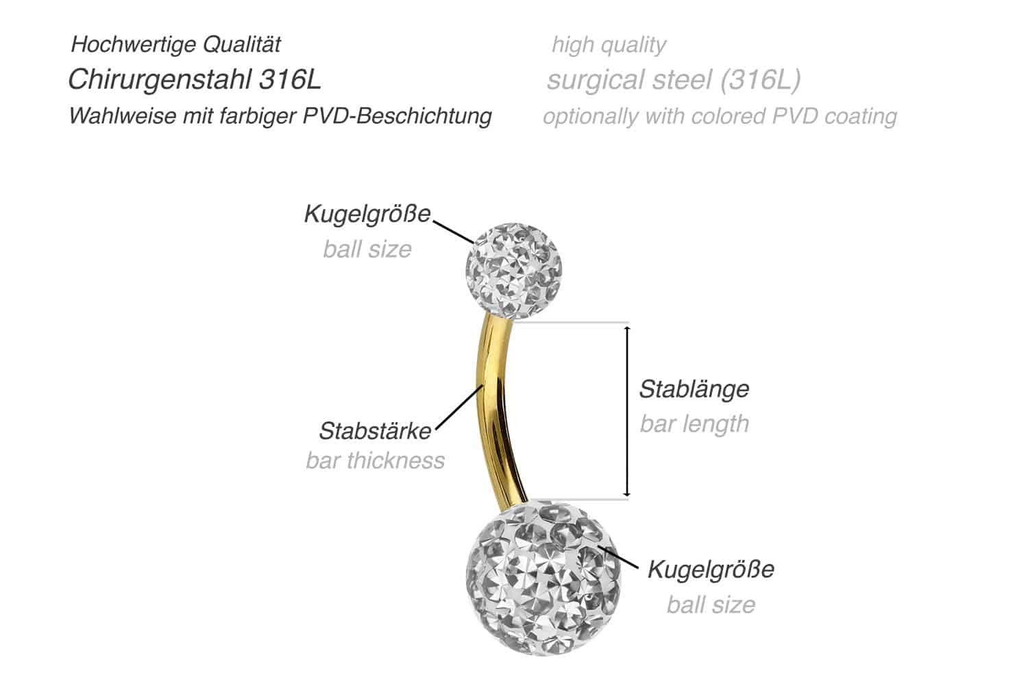 PIERCINGLINE Bauchnabelpiercing Chirurgenstahl Bananabell EPOXY-KUGELN (Ban günstig online kaufen