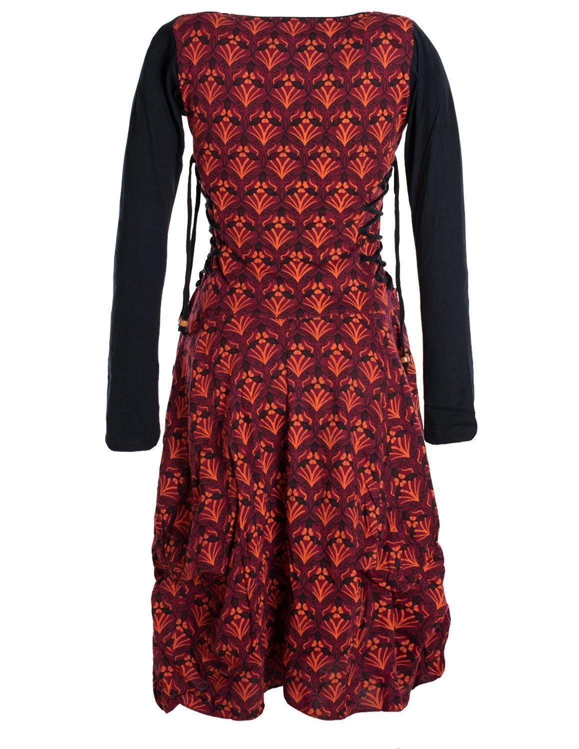 Vishes Jerseykleid Jersey-Kleid Blumenkleid Schnürung V-Ausschnitt Party-, günstig online kaufen