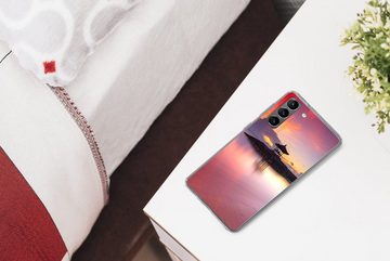 MuchoWow Handyhülle Sonnenuntergang - Strand - Himmel, Phone Case, Handyhülle Samsung Galaxy S21 Plus, Silikon, Schutzhülle