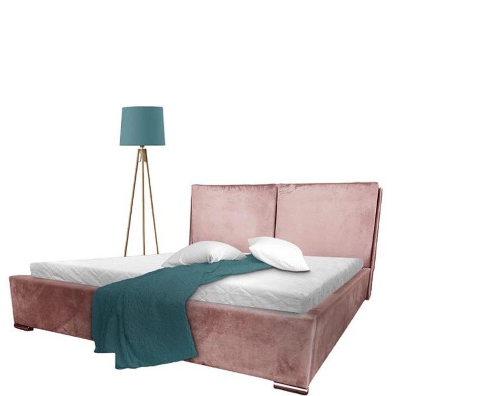 Xlmoebel Polsterbett Elegantes Doppelbett aus rosa Textil mit gepolsterter Oberfläche (Doppelbett, Bett), Hergestellt in Europa