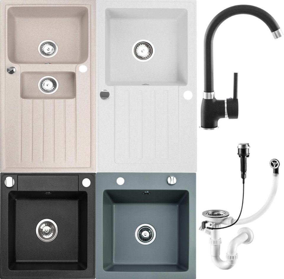 Faizee Möbel Granitspüle Granitspüle Küchenspüle mit Siphon verschiedene Mo günstig online kaufen
