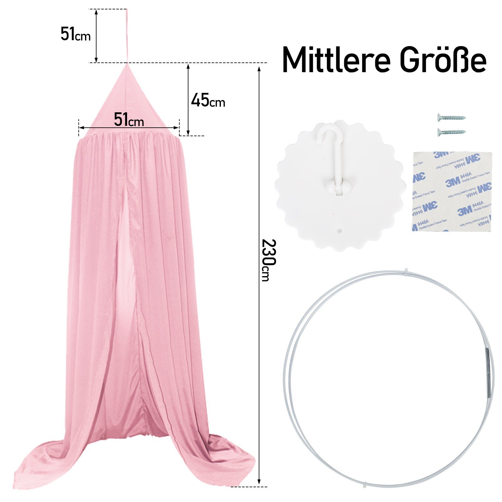 Mücken, Robust Montagezubehör), und (Set, Inklusive Babybett vor Kinder Geschenk 6-tlg., langlebig, Vierjahreszeiten Gimisgu Moskitonetz Prinzessin Rosa Schutz Betthimmel Baldachin