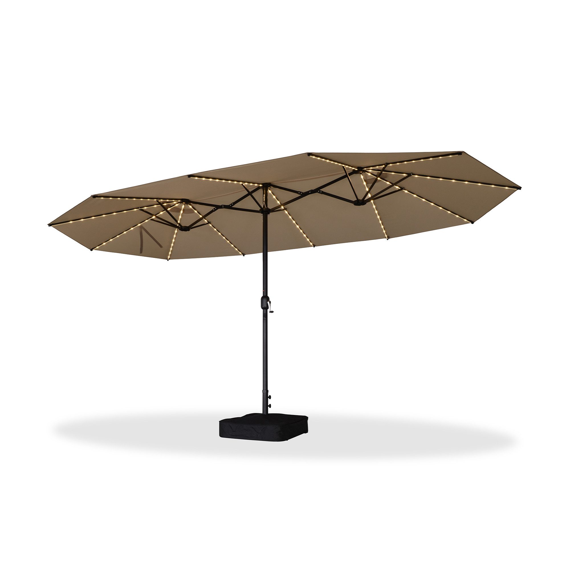 PURPLE LEAF Sonnenschirm Rechteckiger Doppelseitiger Sonnenschirm, Großer Tischsonnenschirm, LxB: 455x270 cm, mit 12 Schirmstreben, Kettenverschluss, mit Handkurbel, für Garten