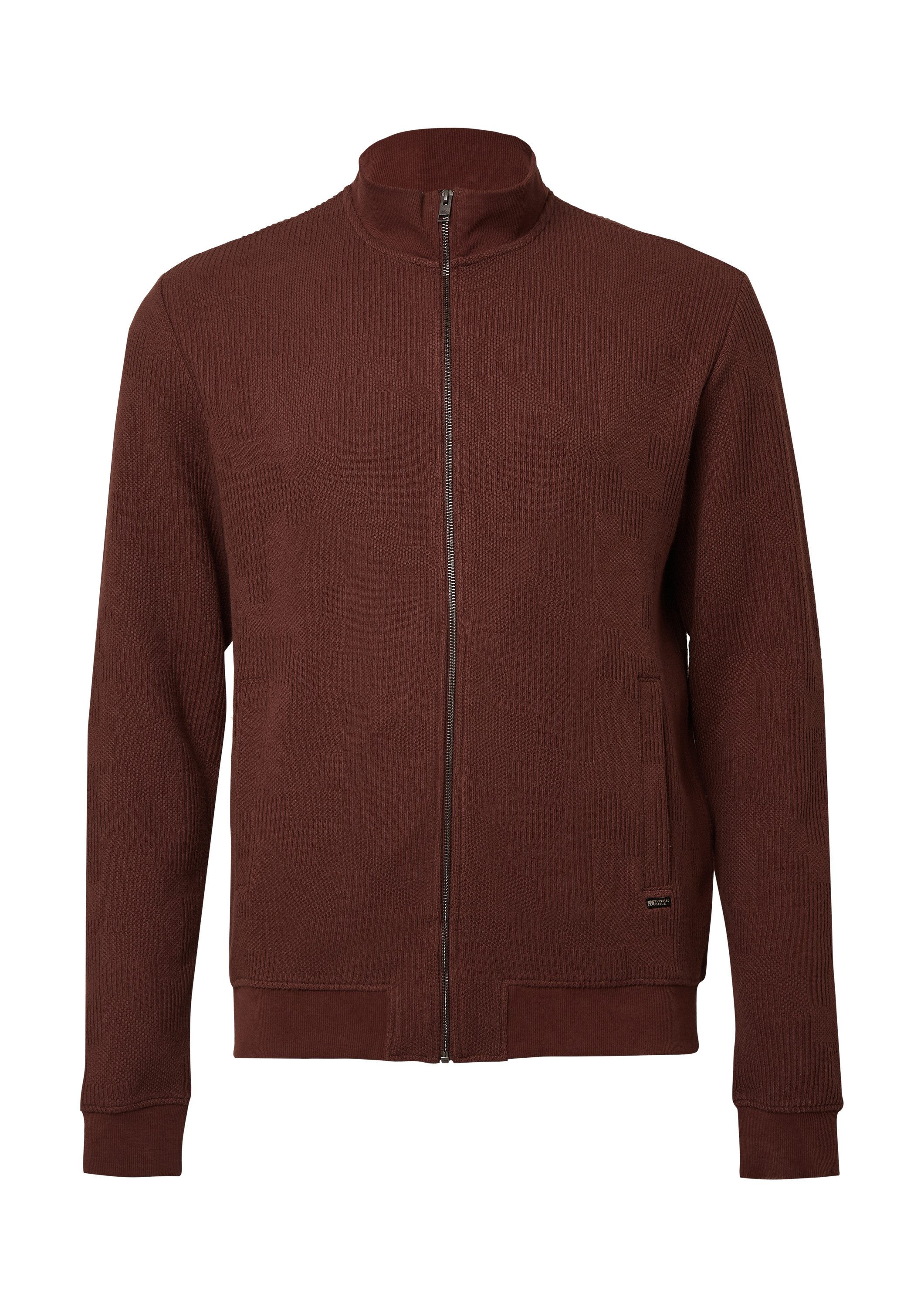 s.Oliver Sweatjacke Sweatshirt Jacke Strukturierte Sweatshirtjacke mit Stehkragen