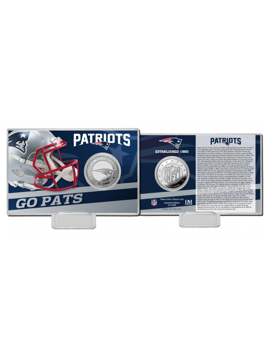 New England Patriots Sammelkarte New England Patriots Team History Silver Coin Card