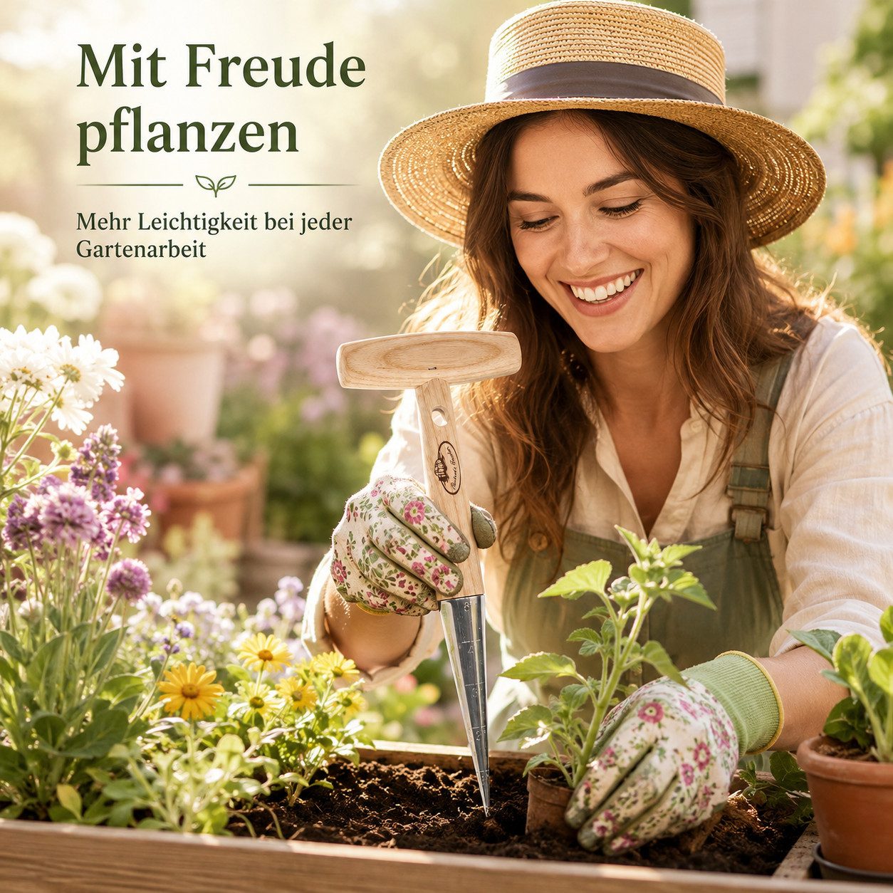 esschert design Pflanzkelle Pflanzholz mit Tiefenmarkierungen für präzises Pflanzen, (1 St) – Bild 4 von 5