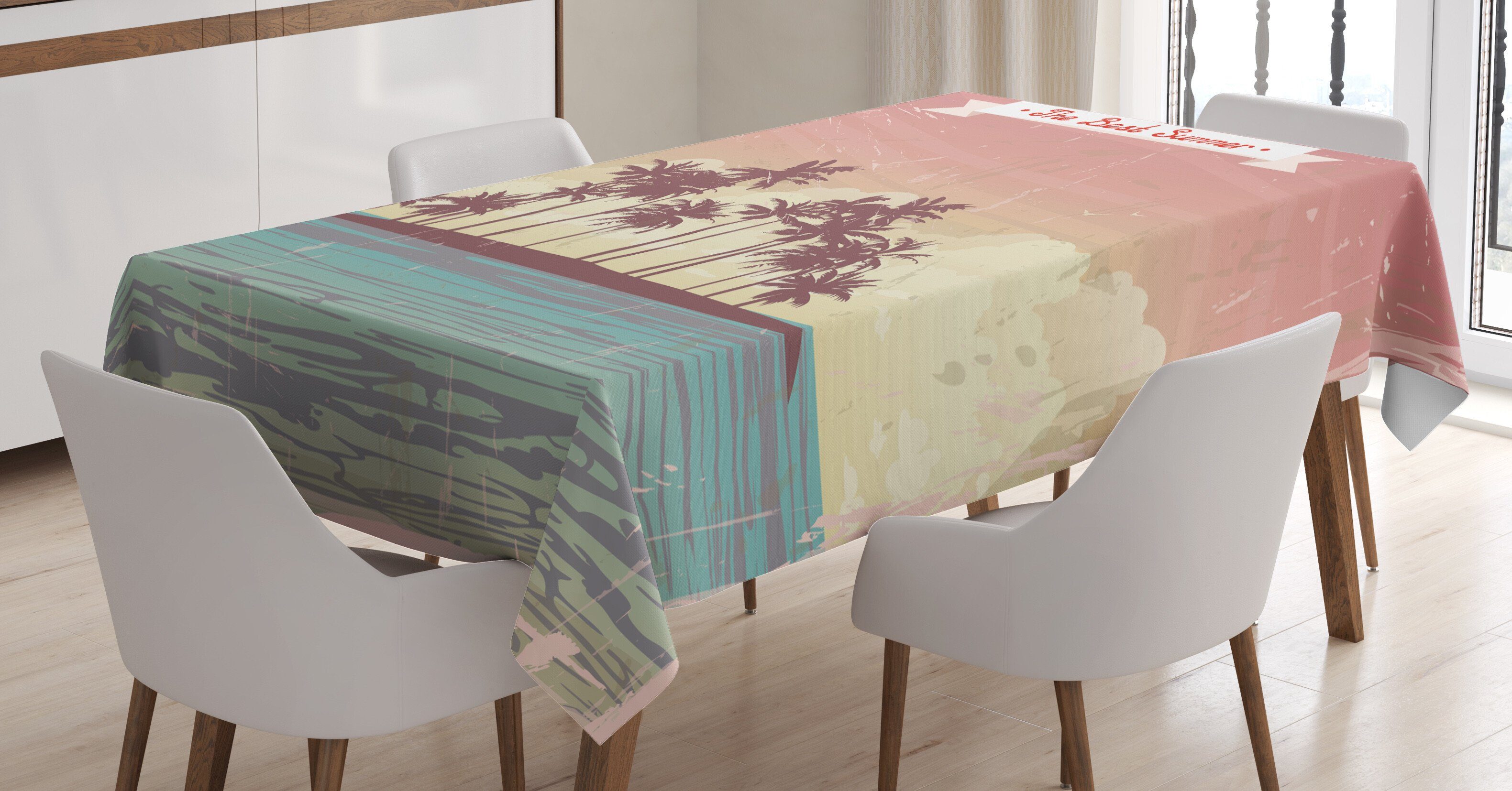 Klare Tischdecke Farbfest Für Beste den Außen Bereich Waschbar Sommer-Kalligraphie Farben, Abakuhaus geeignet Tropisch