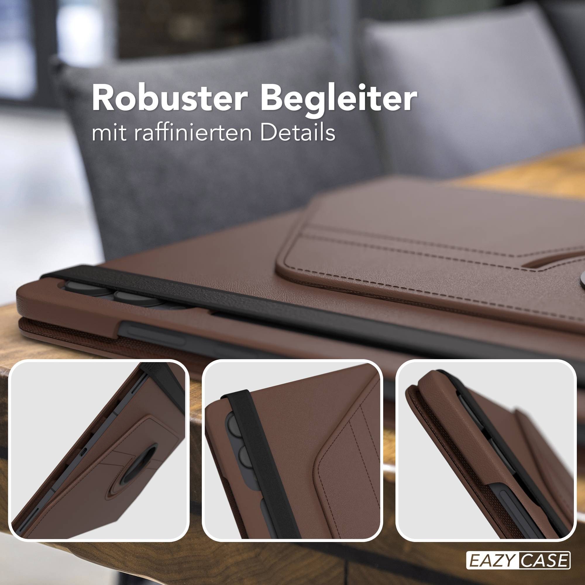 EAZY CASE Tablet-Hülle Rotationcase für Samsung Galaxy Tab S11 Ultra 14,6 Zoll, Schutztasche Tablet Case 360 Rotation Bookcover zum Aufstellen Braun – Bild 4 von 5