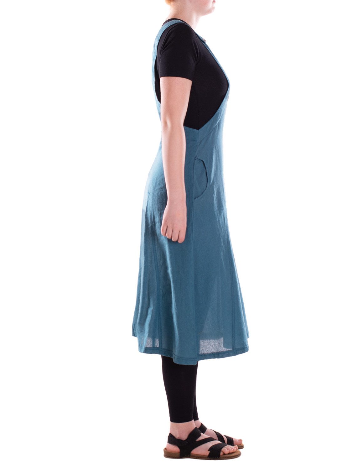 Vishes Midikleid Damen Wadenlang Kleid Baumwolle Casual Oversize Look mit Taschen Alternative Bekleidung, Ethno, Hippie, Retro Style