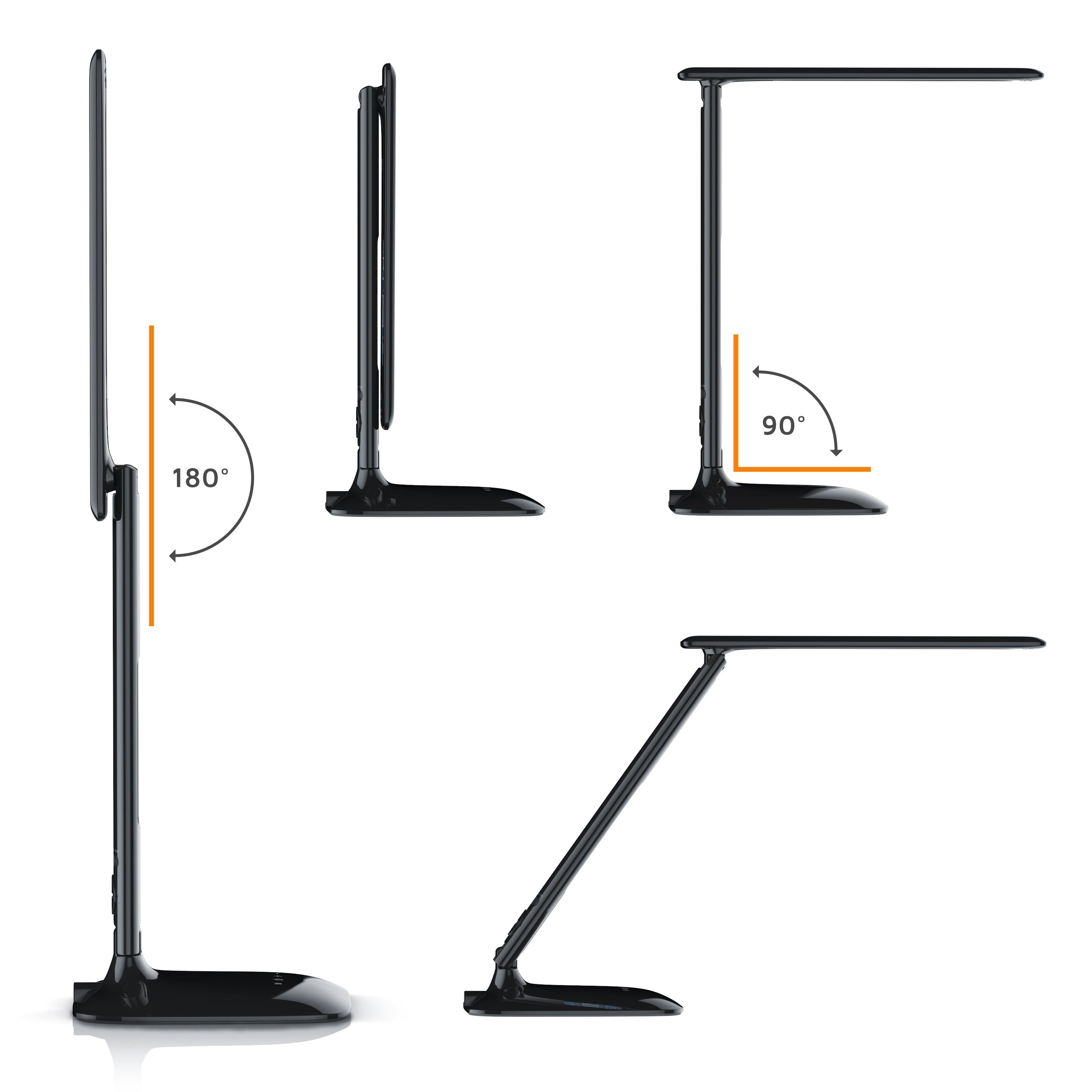 Brandson Schreibtischlampe LED Tischlampe mit 450 Lumen, 3 Lichtfarben und 5 Helligkeitsstufen, Dimmfunktion, Farbwechsel, mehrere Helligkeitsstufen, Temperatur-, Alarm- & Kalenderfunktion, LED fest integriert, warmweiß, neutralweiß, tageslichtweiß, Lampe kalt, warm oder neutralweiß, Temperatur Alarm & Kalenderfunktion