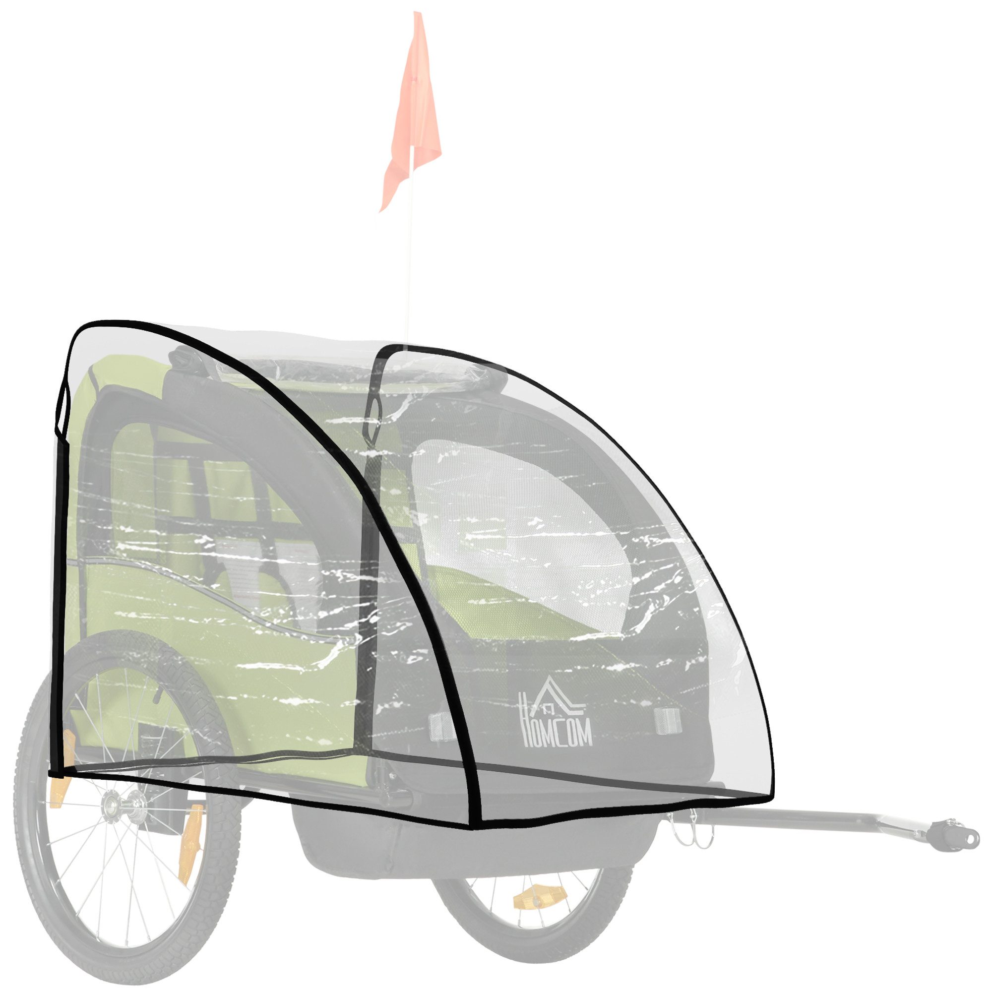 HOMCOM Kinderwagen-Regenschutzhülle Faltgarage Fahrradanhänger, Wasserdicht Abdeckung UV-Schutz (Regenverdeck, 1-St., Regenschutz für Kinderanhänger), für Outdoor Transparent