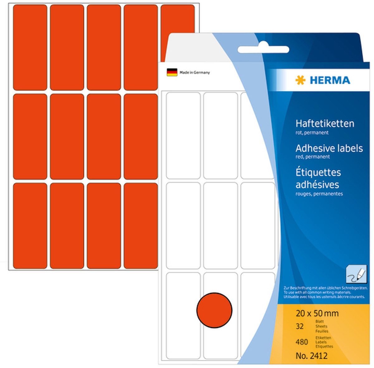 HERMA Etiketten Vielzweck-Etiketten 20x50mm rot VE=480 Stück