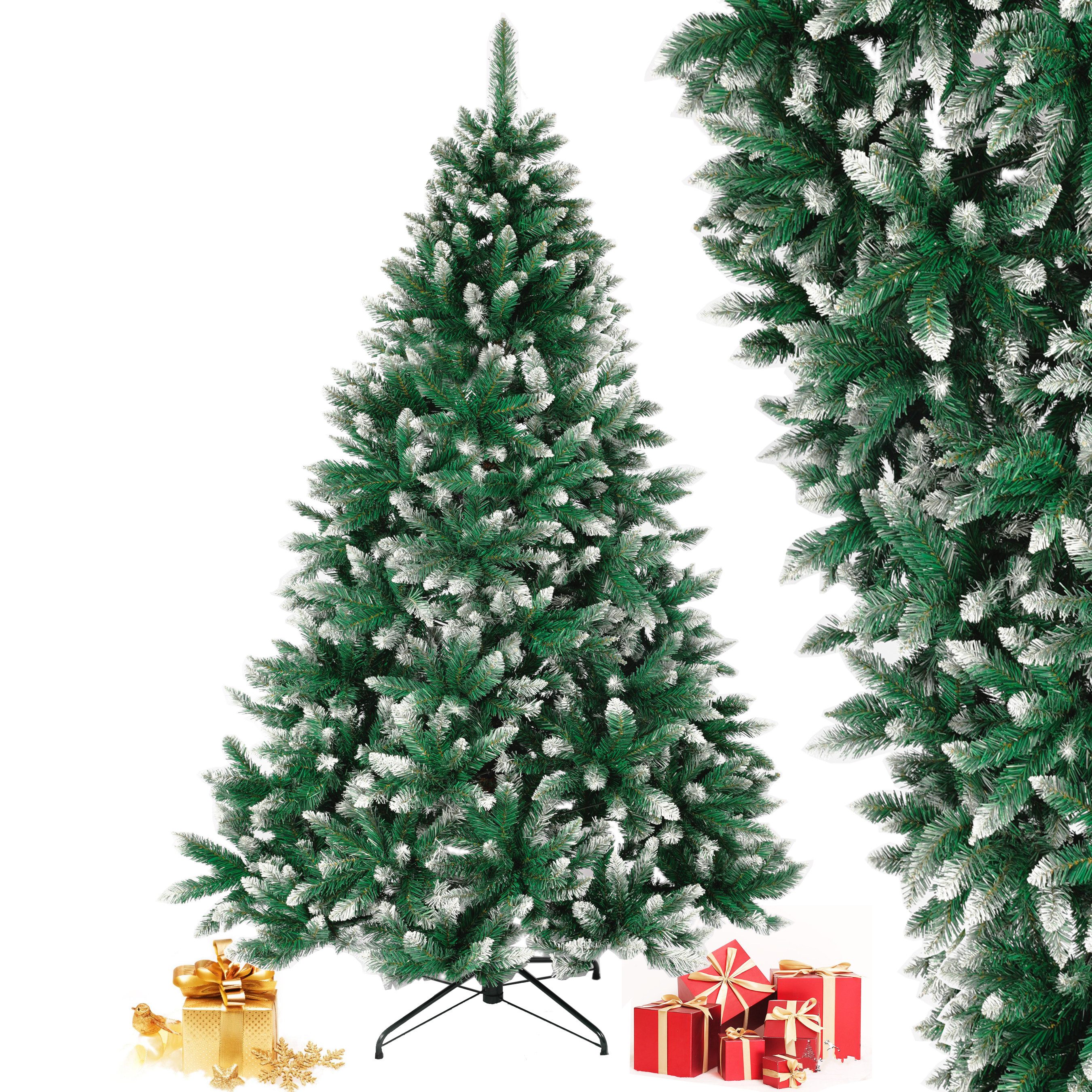 TAB Künstlicher Weihnachtsbaum Tannenbaum mit 100% neu PVC, mit Schnee, Automatisches Öffnen und Schließen des Weihnachtsbaums mit 960 Spitzen, Kein Geruch mit Umweltverträgliche Materialien