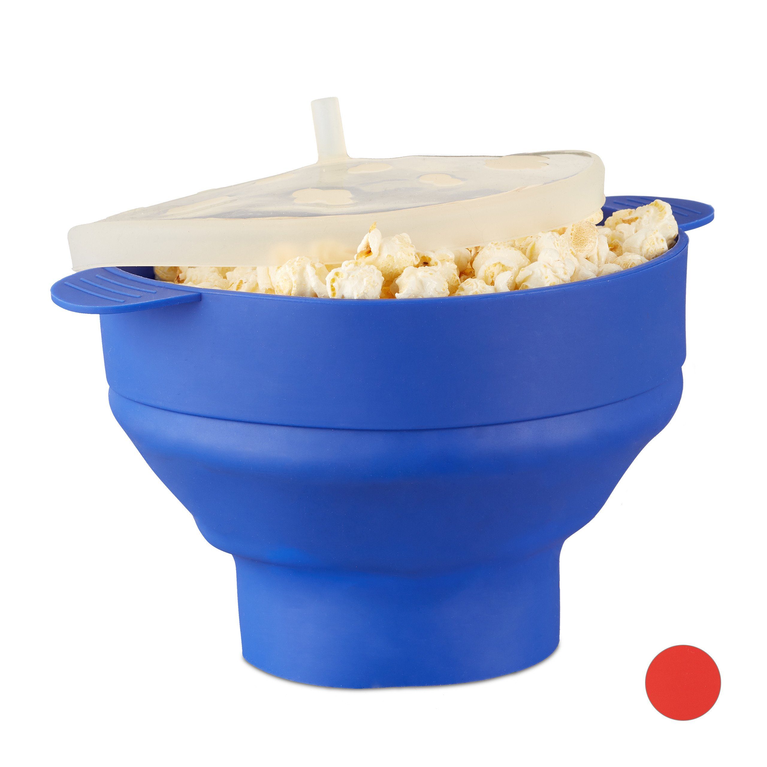 Popcorn relaxdays Popcorn-Pfanne blau 1 Silikon x Maker