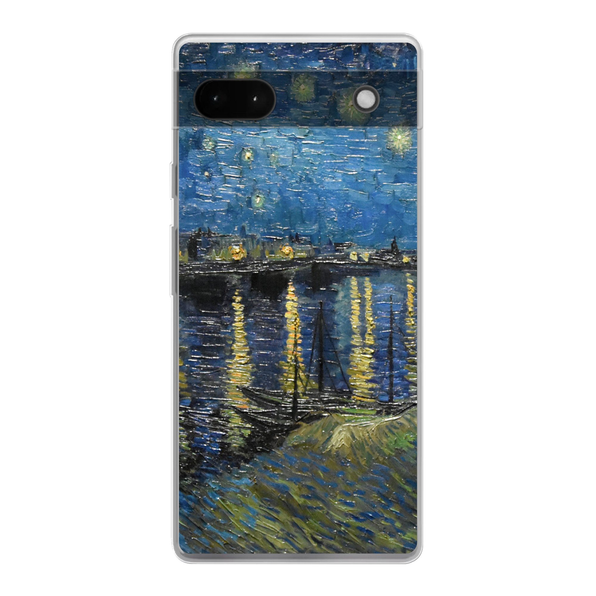 MuchoWow Handyhülle für Google Pixel 6a Sternennacht über der Rhone - Van Gogh - Kunst, Phone Case, Silikon, Schutzhülle Dünn