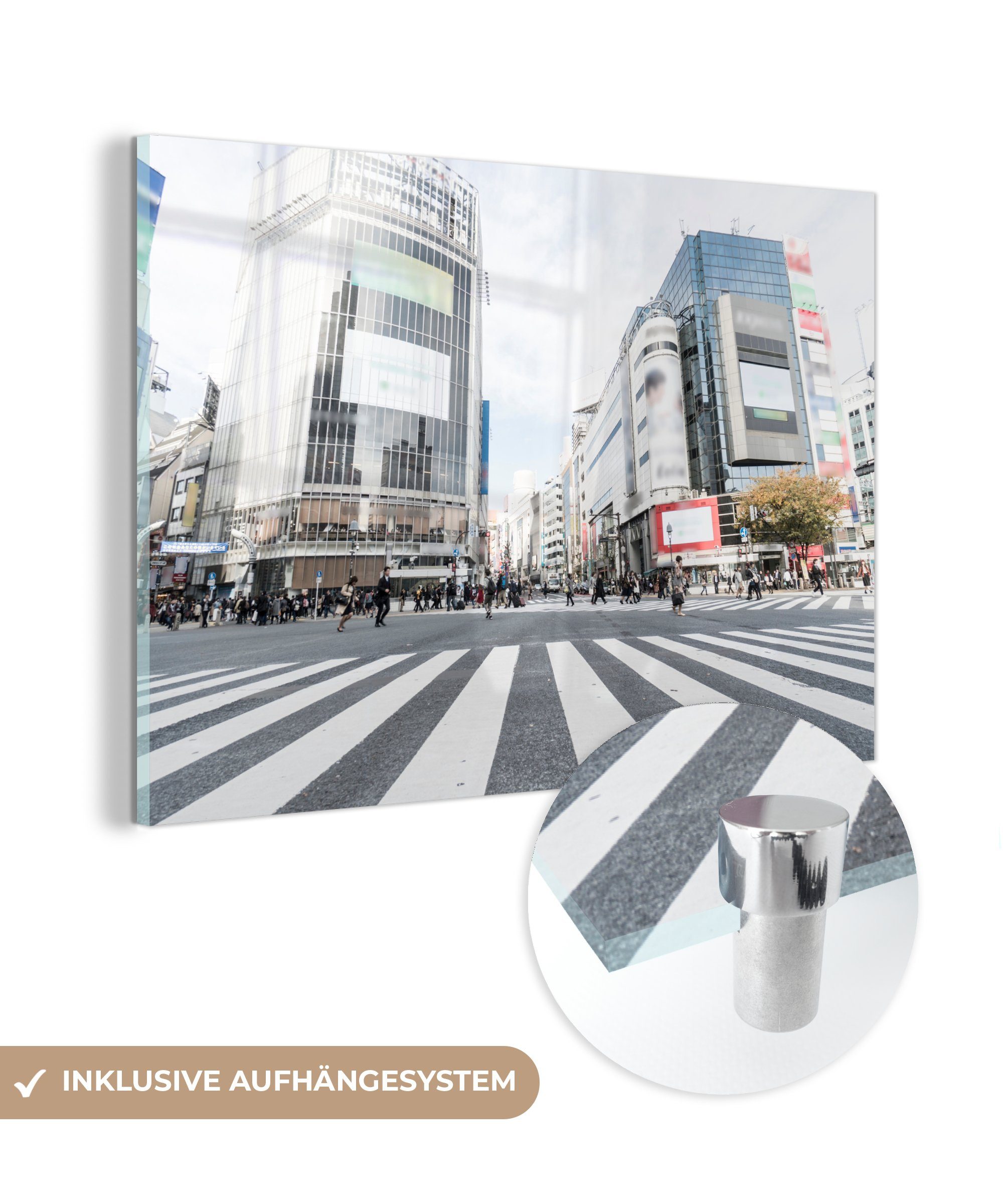 MuchoWow Acrylglasbild Tokios besonderer Stadtteil Shibuya in Japan, (1 St), Acrylglasbilder Wohnzimmer & Schlafzimmer