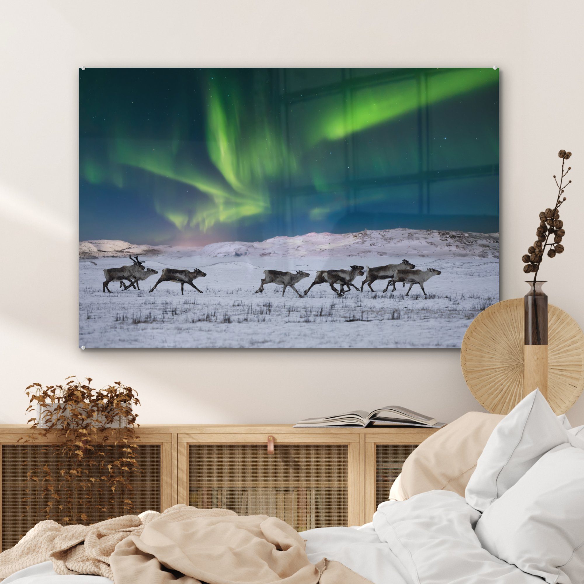 Schlafzimmer Acrylglasbilder St), & in Wohnzimmer Rentiere der Acrylglasbild Tundra, (1 MuchoWow