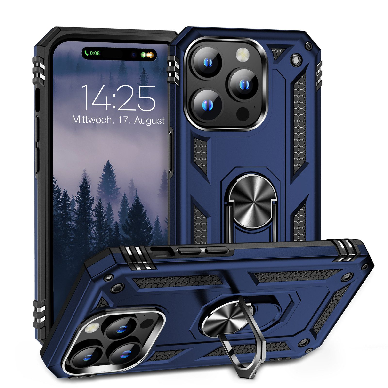 Tec-Expert Handyhülle Outdoor Cover Hülle für Apple iPhone 15 Pro Max 6.7 Zoll, 6.7, Premium Hülle aus verstärktem Polycarbonat