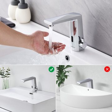 Lonheo Waschtischarmatur Infrarot Sensor Wasserhahn Chrom Bad Automatik Waschtischarmatur Waschbecken Mischbatterie Badarmatur