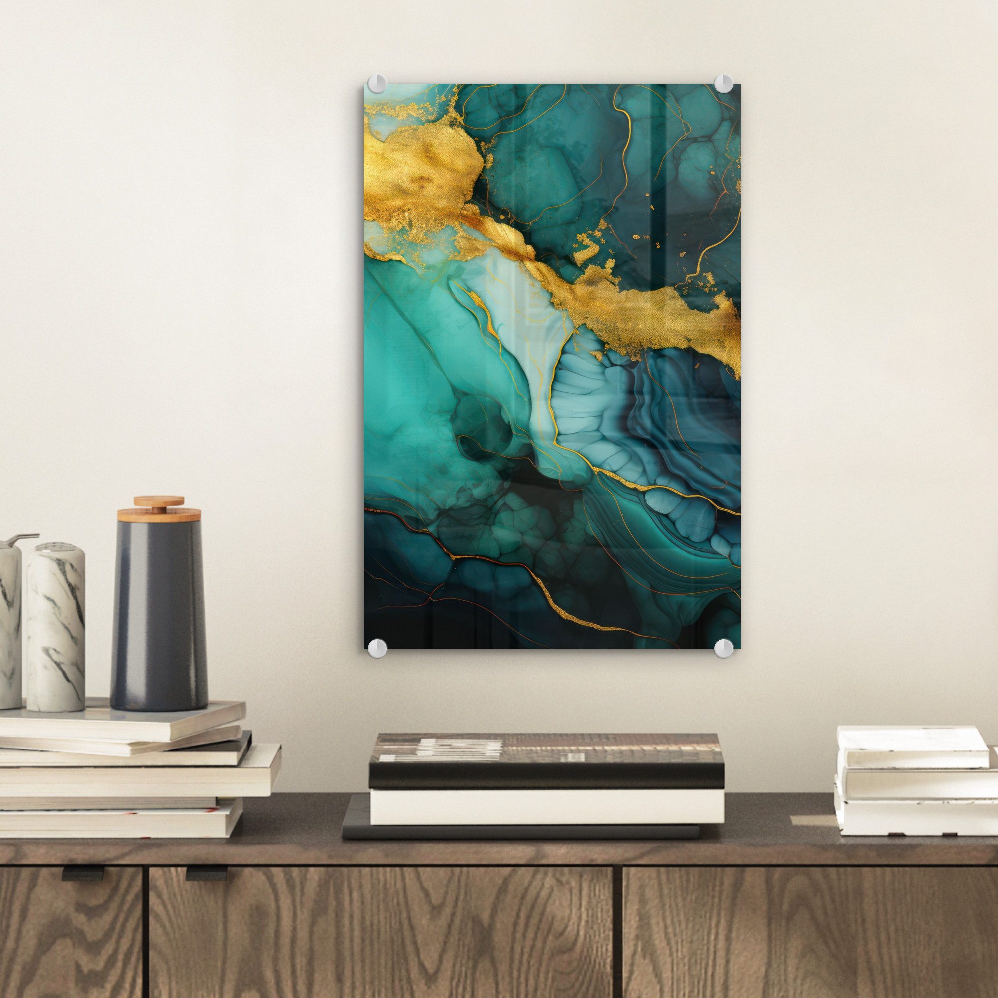 MuchoWow Acrylglasbild Marmor - Gold - günstig online kaufen