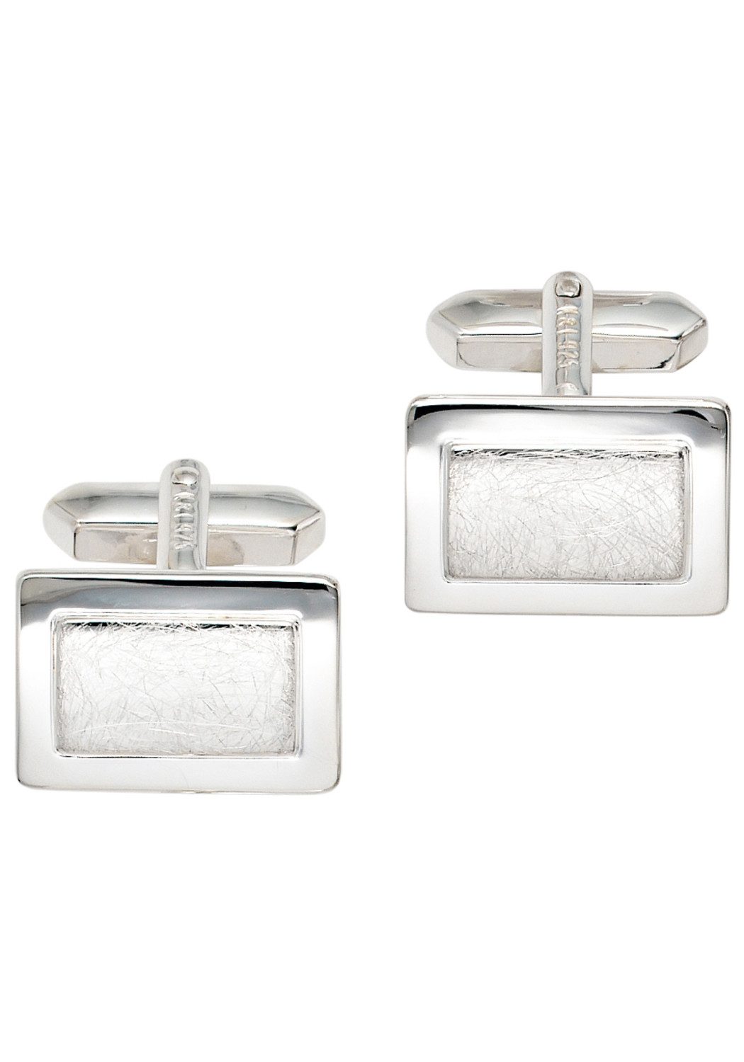 JOBO Manschettenknöpfe eckig rechteckig eismatt 20 mm, Gold oder Silber