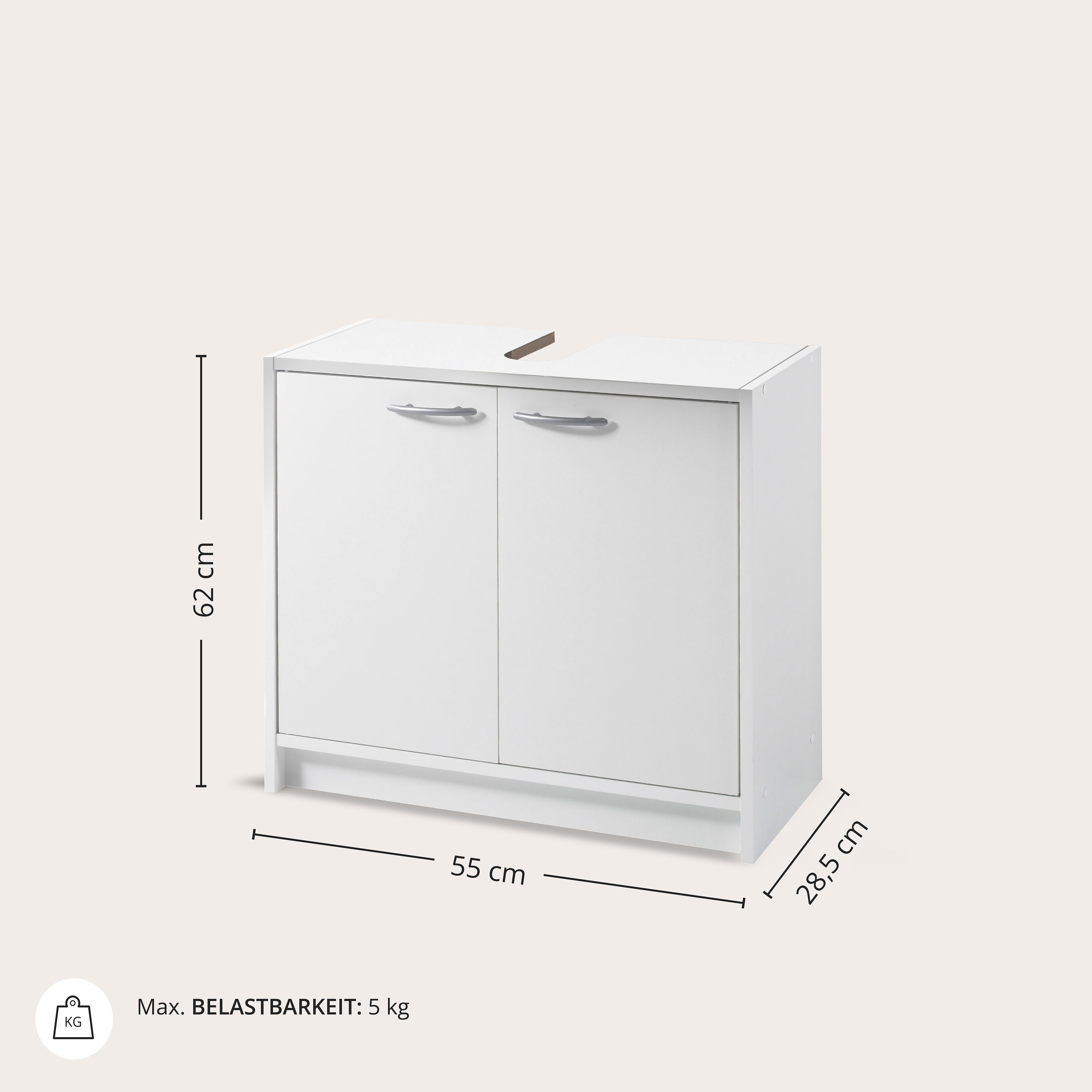 BASIC by Balculina Waschbeckenunterschrank Smash, Breite 63 cm (1-St) mit 2 Türen