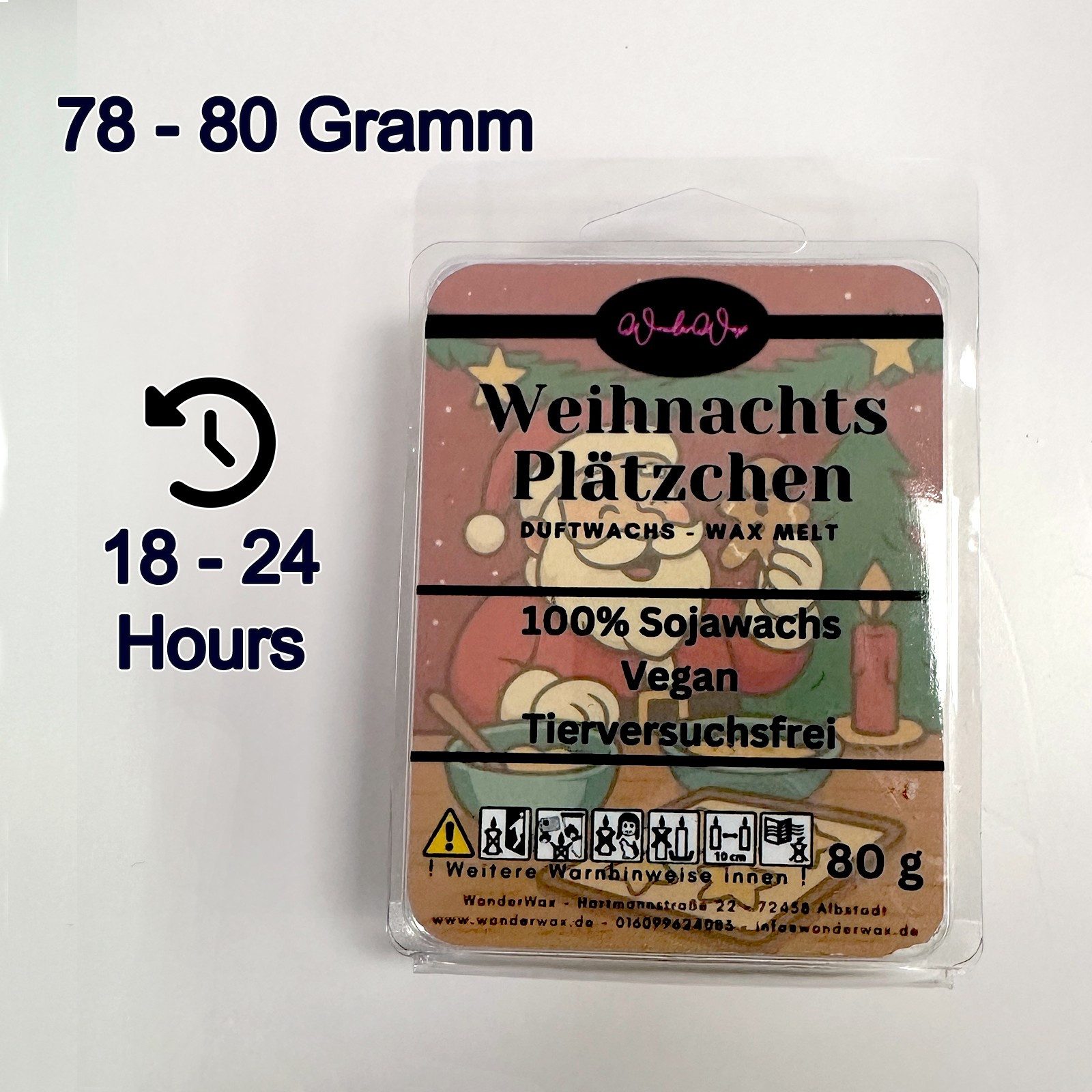 WonderWax Duftwachs WonderWax® Duftwachs Weihnachten 6 Herzen (Weihnachtsplätzchen), Duftrichtung: Weihnachtspudding