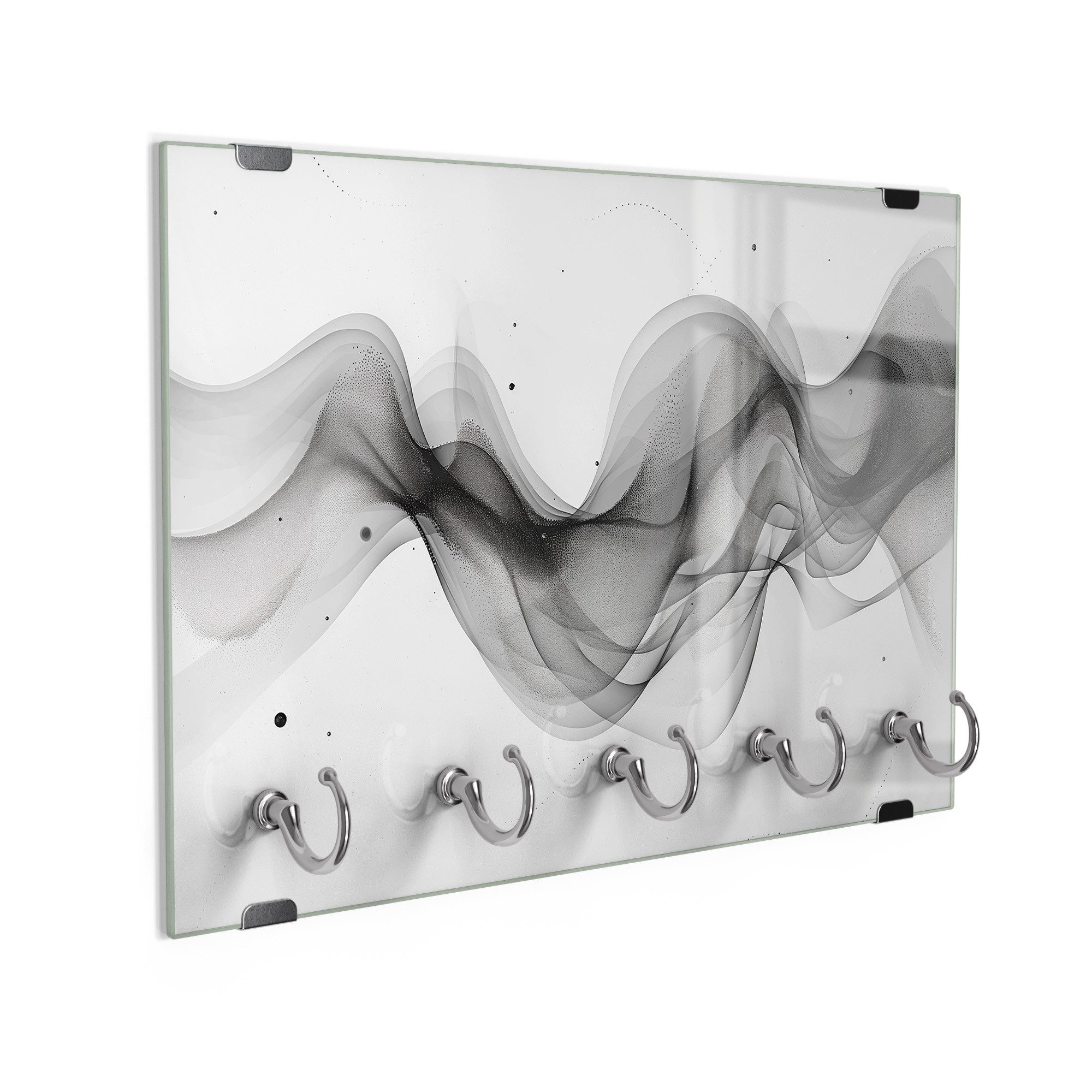DEQORI Schlüsselbrett 'Fließende Schwarztöne', (1 St), Schlüsselhalter Schlüssel Haken Schlüsselboard modern Schlüsselleiste