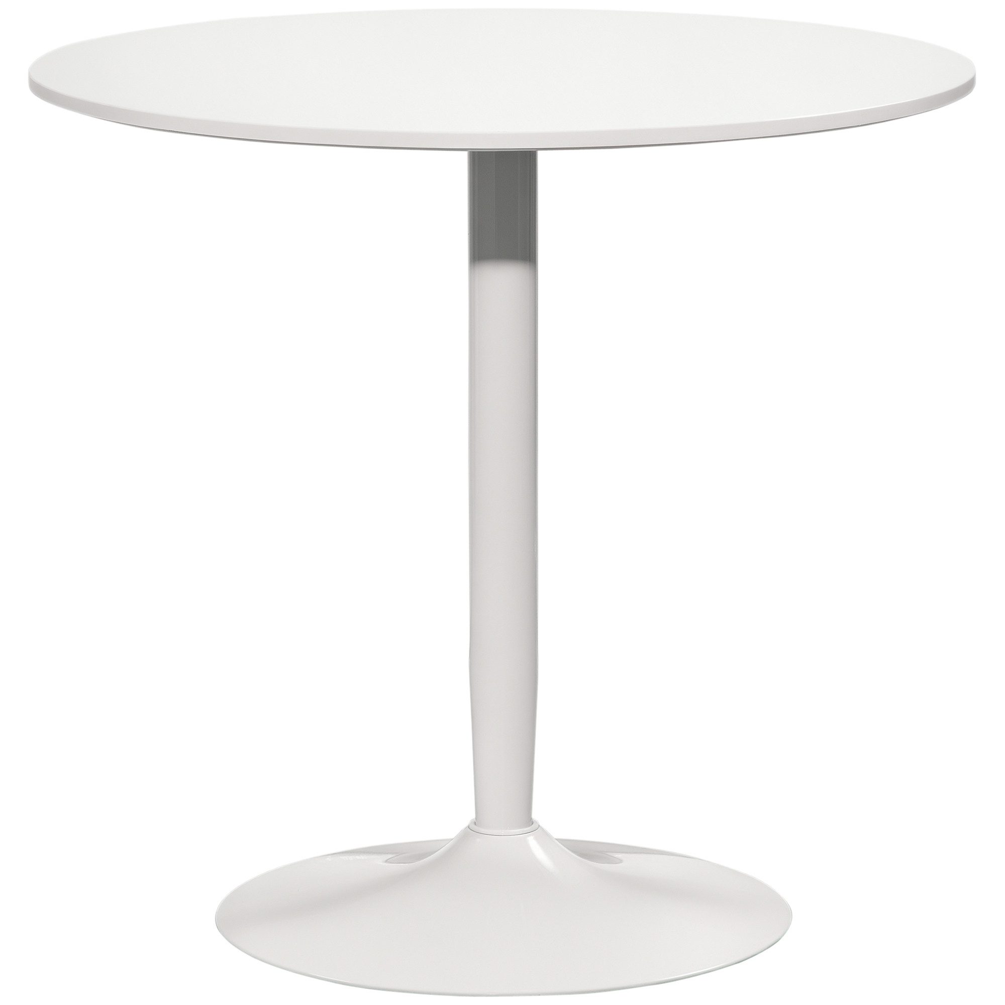 HOMCOM Esstisch Rund, für 2 Personen, mit Stahlbein, Rutschfester Fußauflage (Küchentisch, 1-St., Esszimmertisch), für Wohnzimmer, Ø80 x 75 cm, Weiß