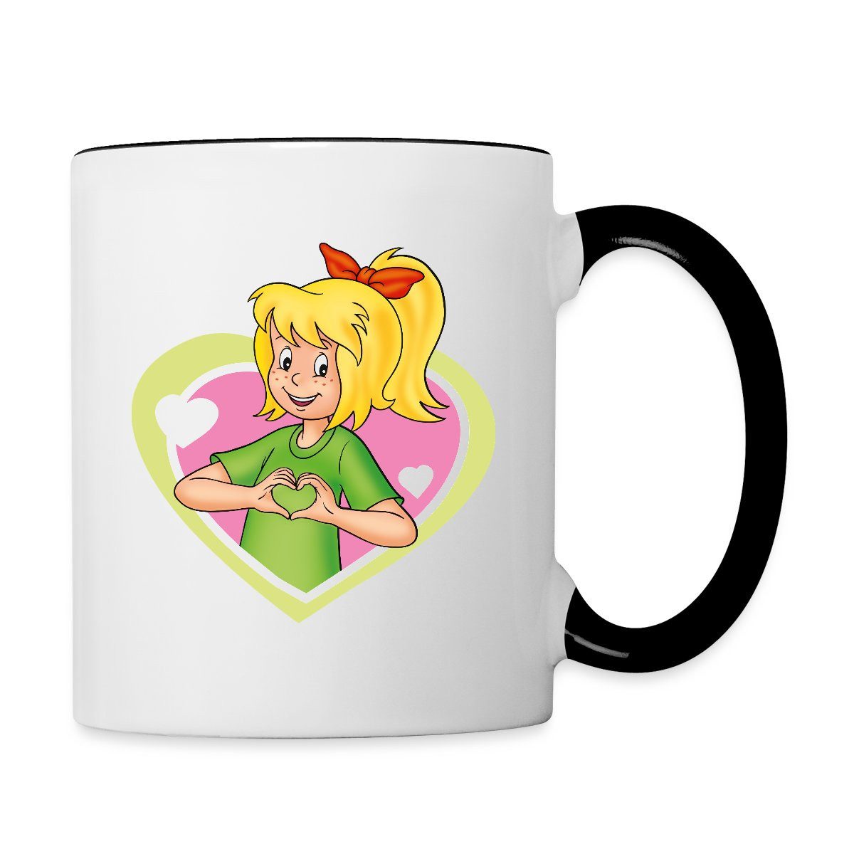 Spreadshirt Tasse Bibi Blocksberg Kleine Hexe Herzen Tasse Zweifarbig, Keramik