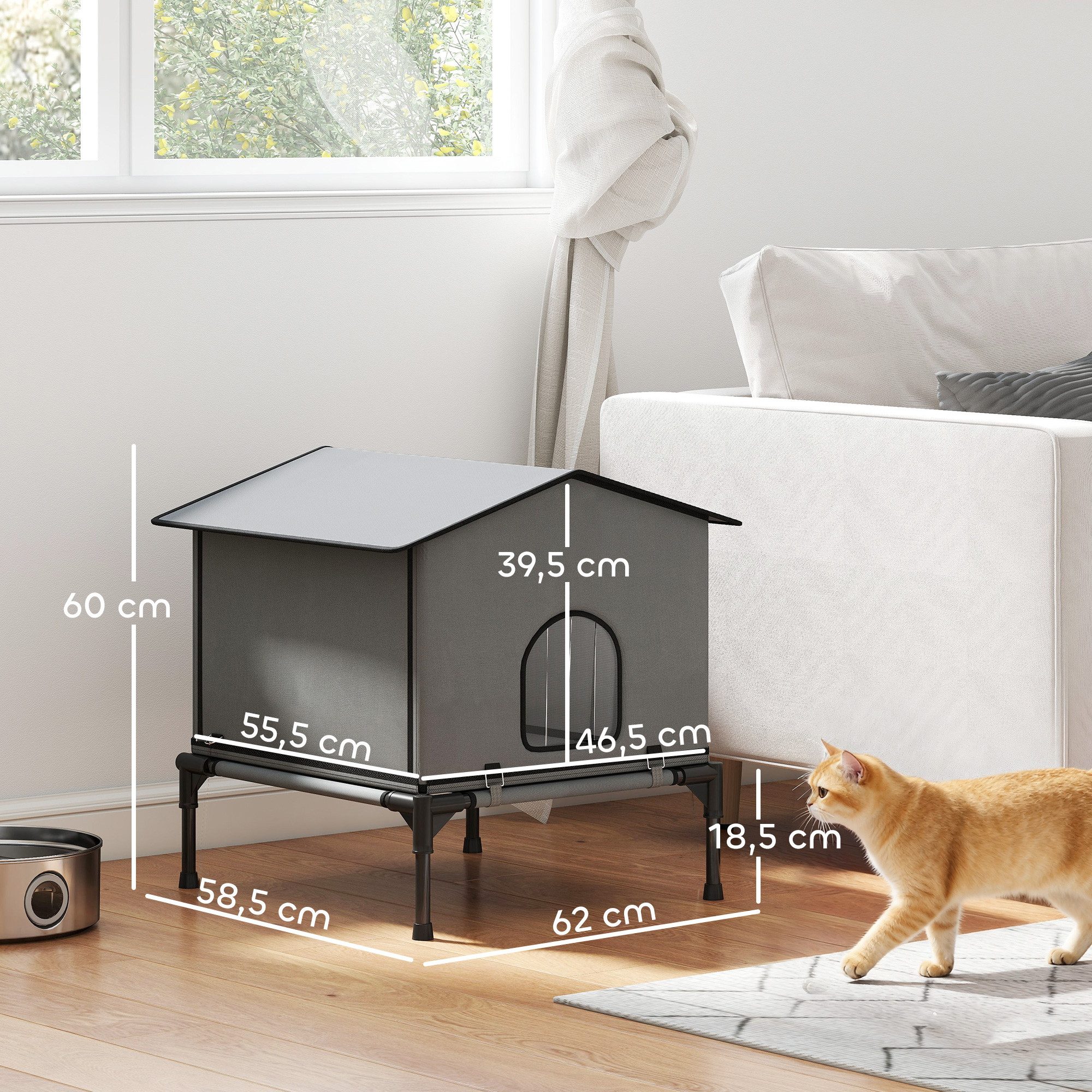 PawHut Tiertransporttasche Katzenhaus mit Kissen bis 10 kg, BxTxH: 58,5x62x60 cm, klappbar