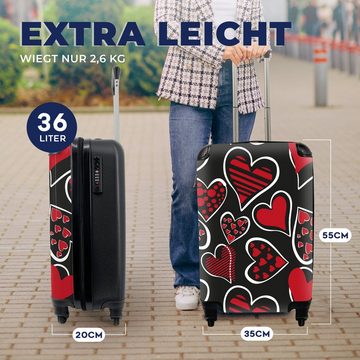 MuchoWow Handgepäckkoffer Mädchen - Herz - Liebe - Muster - Mädchen - Kinder - Kind, 4 Rollen, Reisetasche mit rollen, Handgepäck für Ferien, Trolley, Reisekoffer