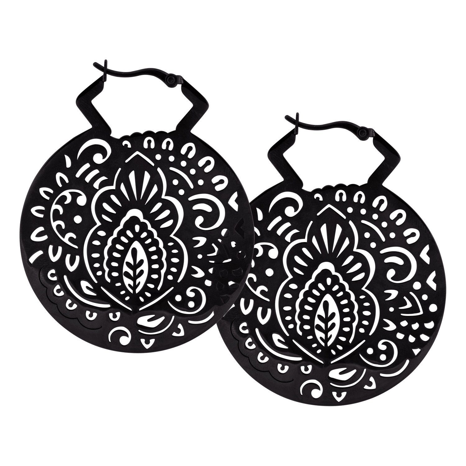 Paar Ohrhänger Mehndi Hoops - Schwarz
