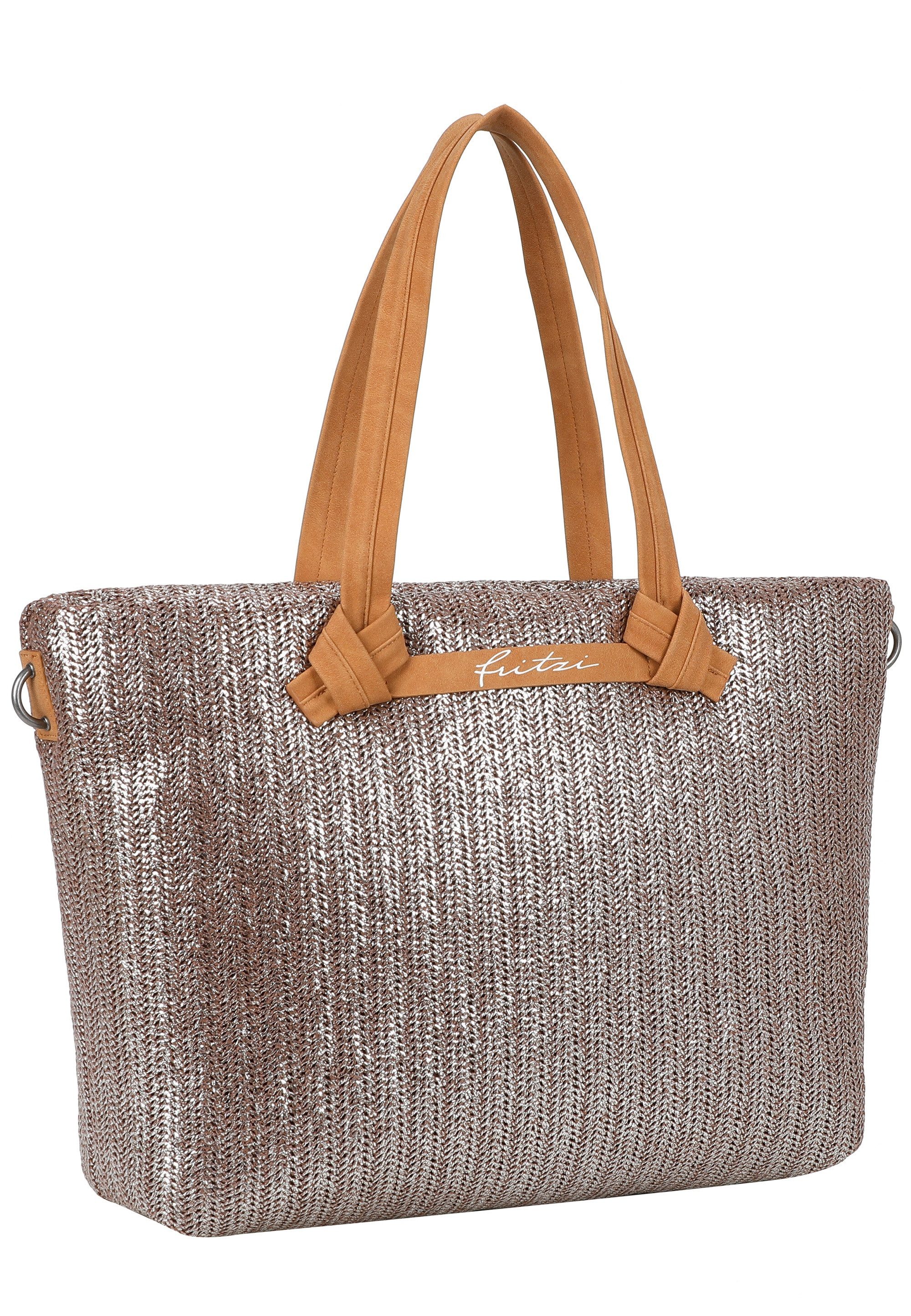 Fritzi aus Preußen Henkeltasche Cloud Shopper Big Limited Painted Straw, im coolen Look mit metallischem Finish