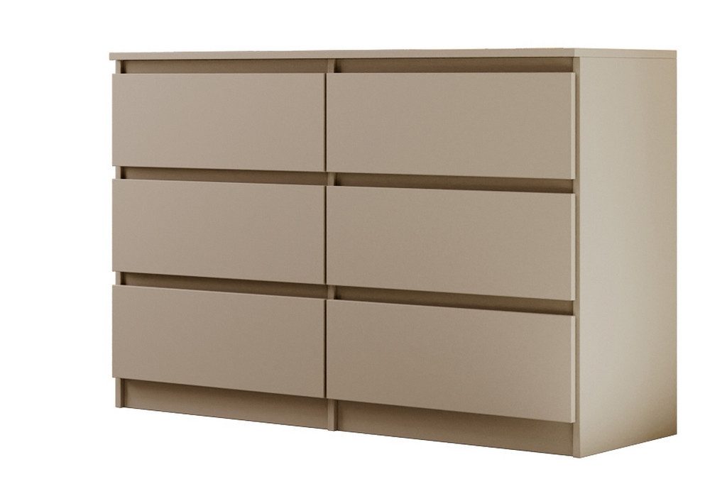 Beautysofa Kommode mit sechs Schubladen LEMON, Breite: 120cm oder 140cm, viele Farbvarianten, mit 6 Schubladen
