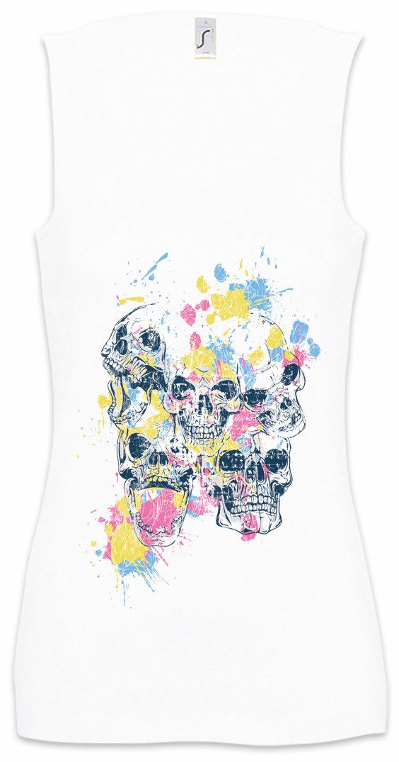 Tanktop Skull Ornaments Ärmelloses Damen T-Shirt Schädel Mexiko Sugar Gang