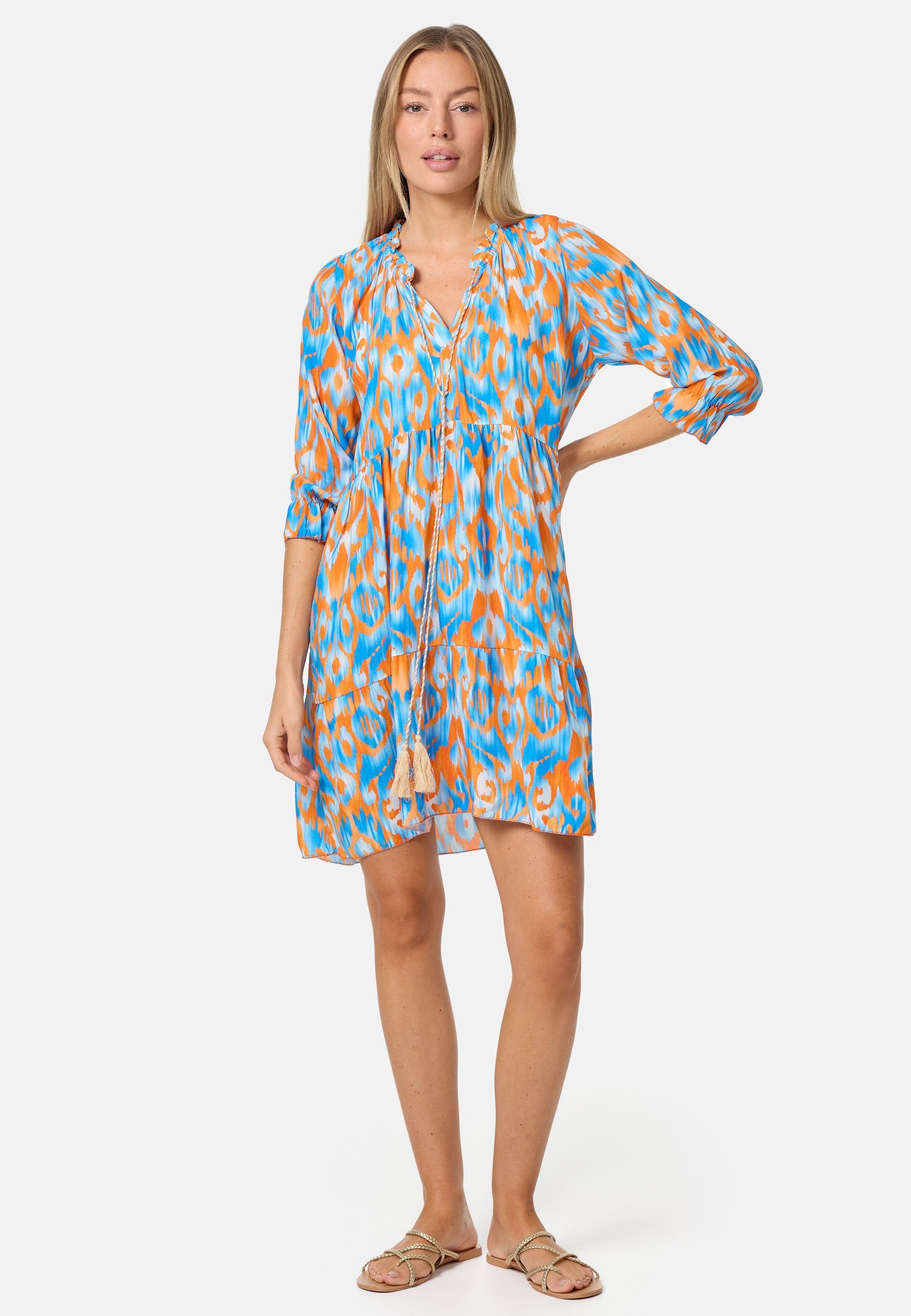 Rayshyne Tunikakleid PM-31 (Sommerkleid Jersey Strandkleid mit Muster in Einheitsgröße)